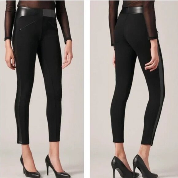 Anne Fontaine Carl Mixed Material Pants in Black - Size 10